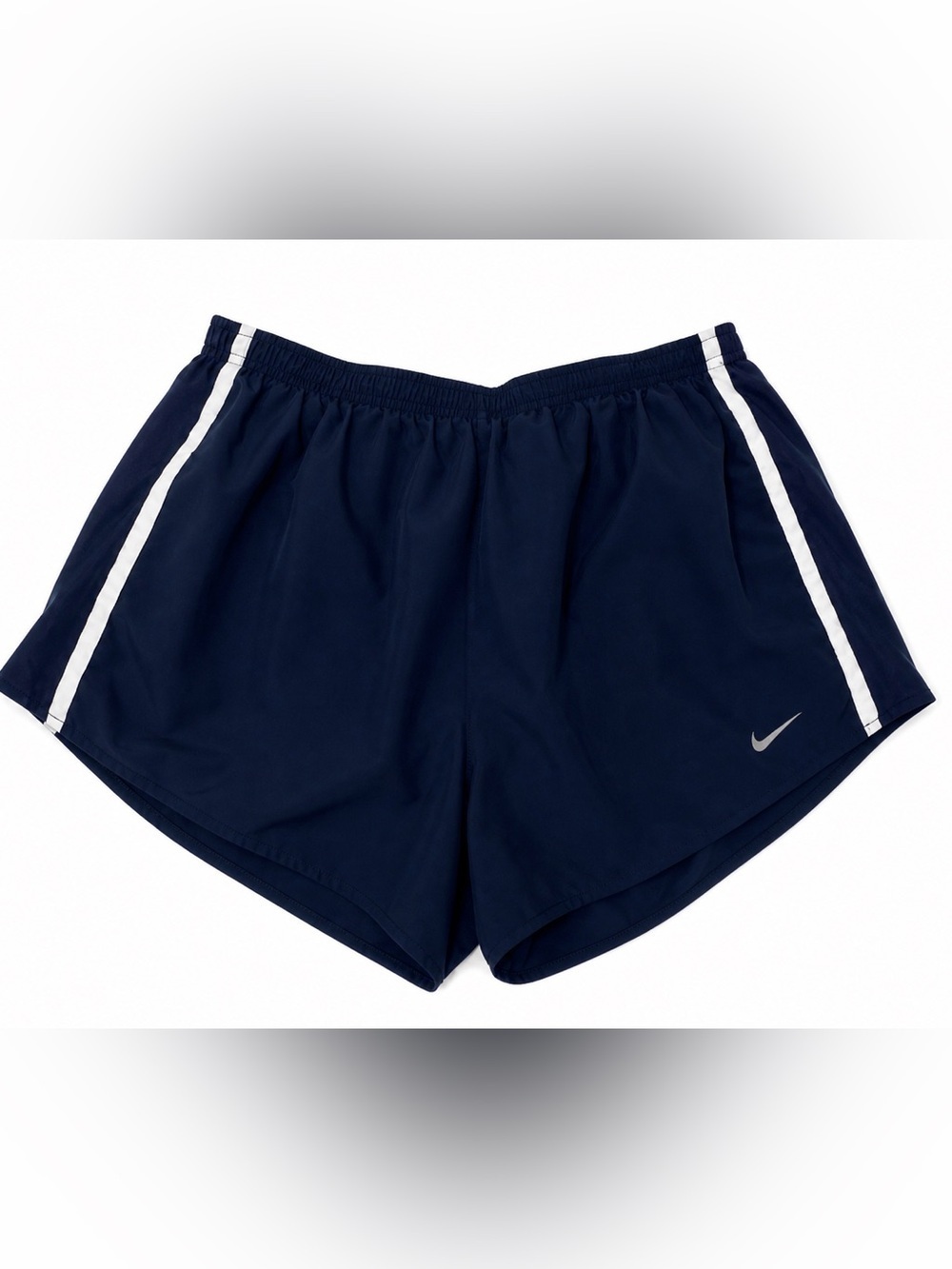 NIKE DRI-FIT WOMEN BLUE ATHLETIC BRIEF LINED RUNNING SHORTS PANTS. SIZE-LARGE.